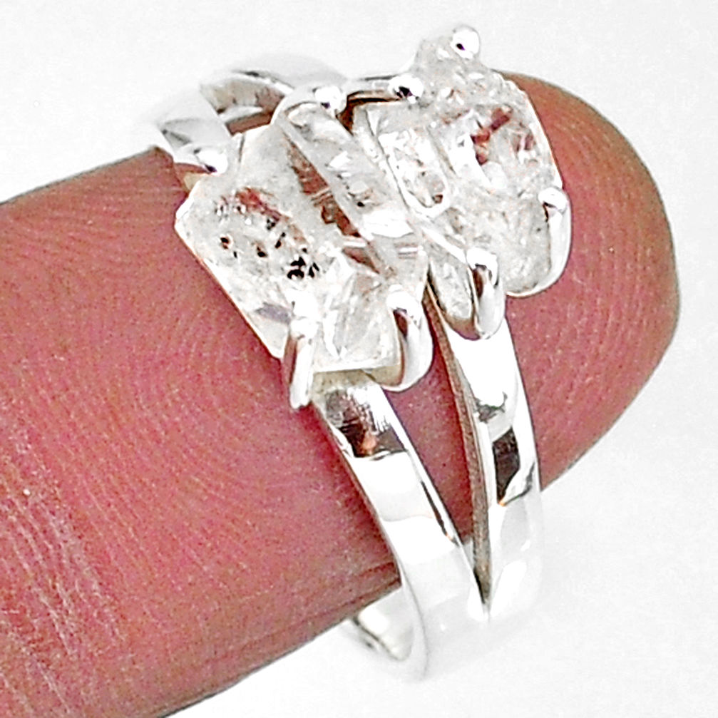 5.95cts solitaire natural white herkimer diamond 925 silver ring size 8 t7021