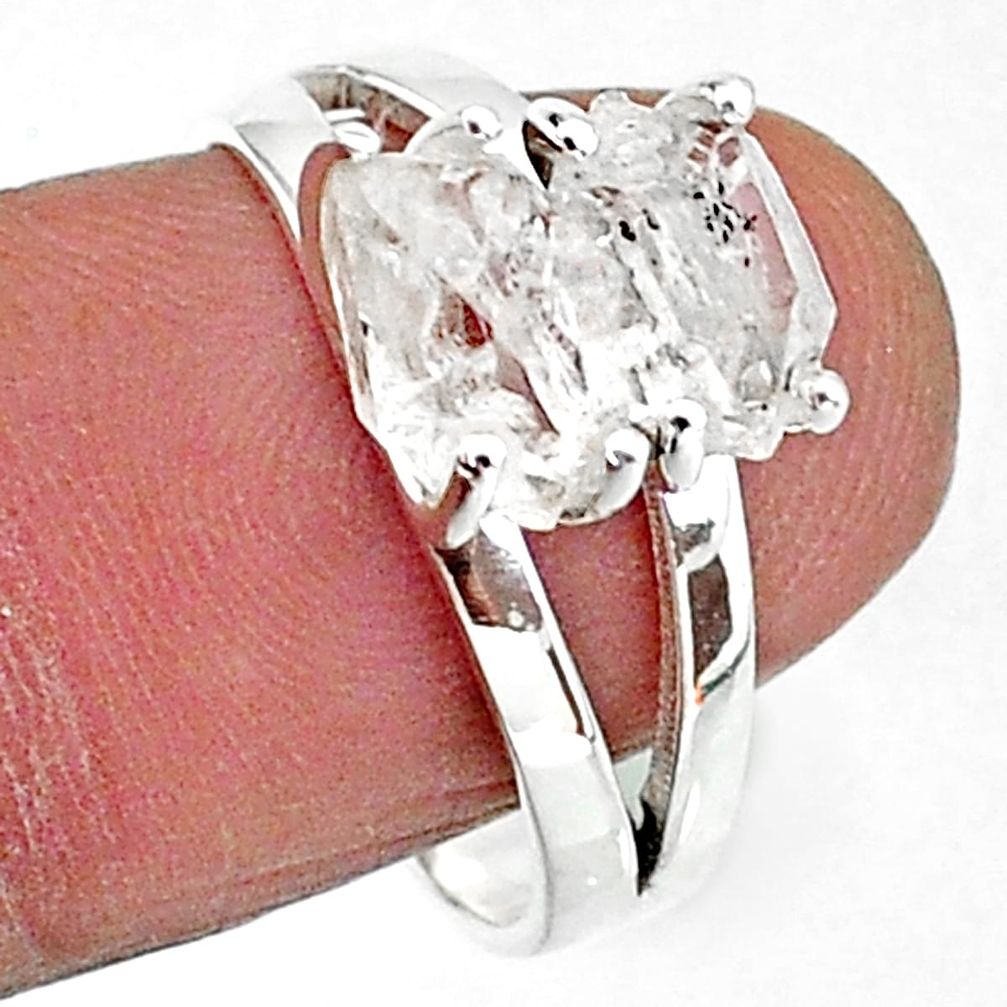 5.42cts solitaire natural white herkimer diamond 925 silver ring size 8 t7027
