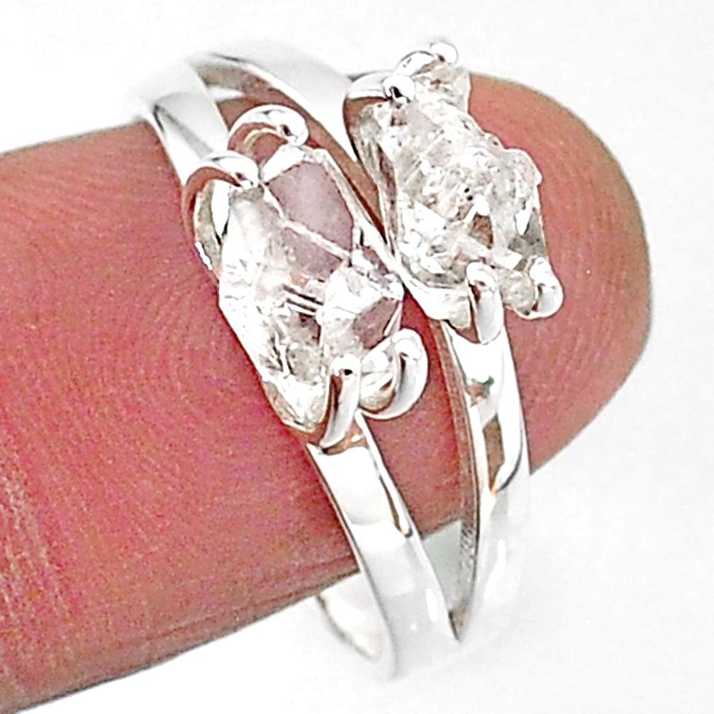 5.96cts solitaire natural white herkimer diamond 925 silver ring size 9 t7036