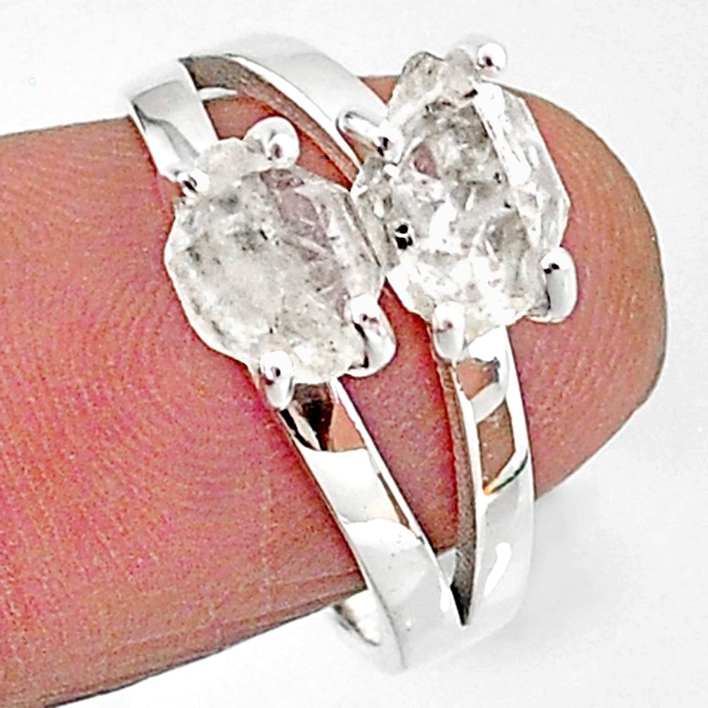 5.96cts solitaire natural white herkimer diamond fancy silver ring size 7 t7034