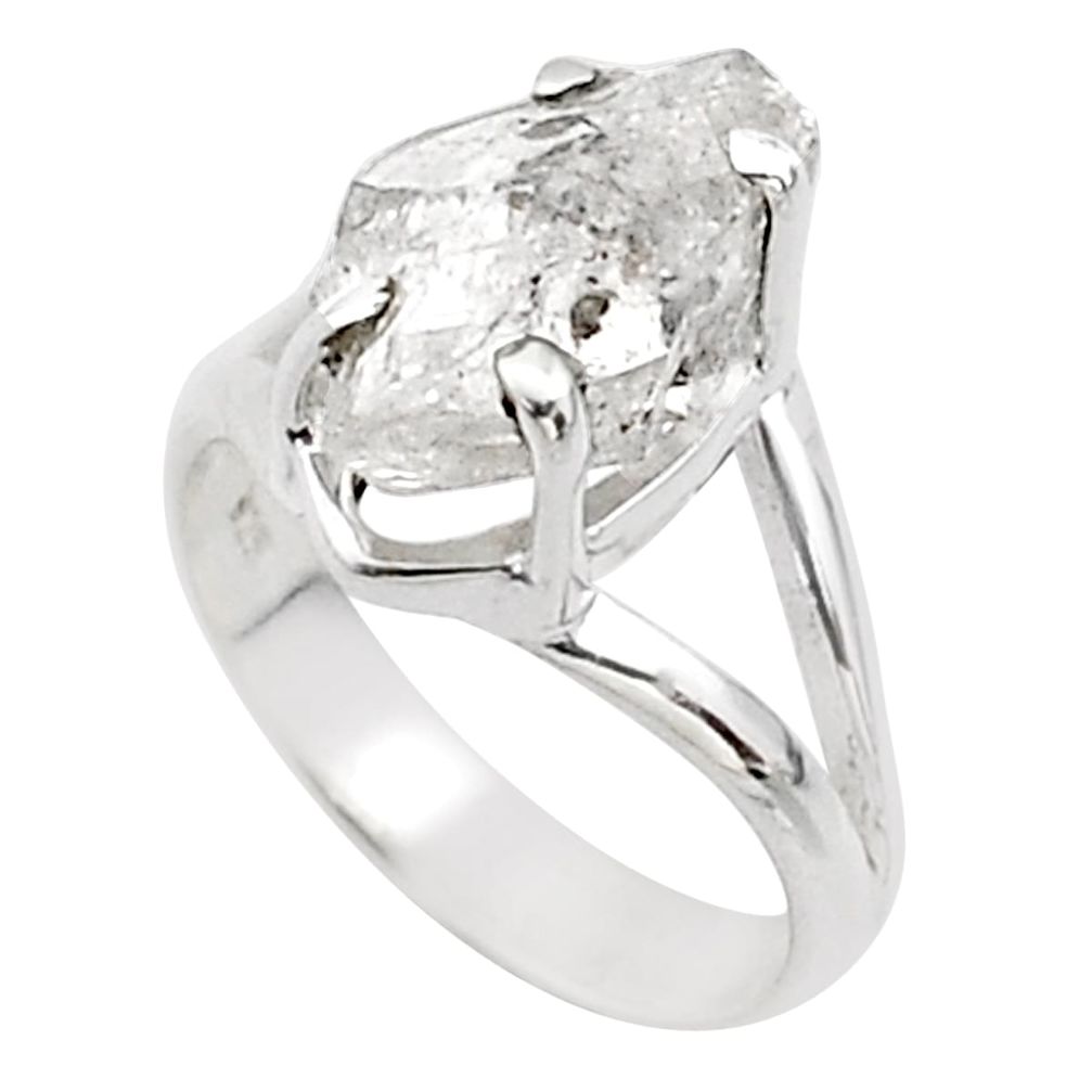 5.96cts solitaire natural white herkimer diamond fancy silver ring size 7 t72953