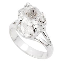 6.05cts solitaire natural white herkimer diamond fancy silver ring size 7 t72972