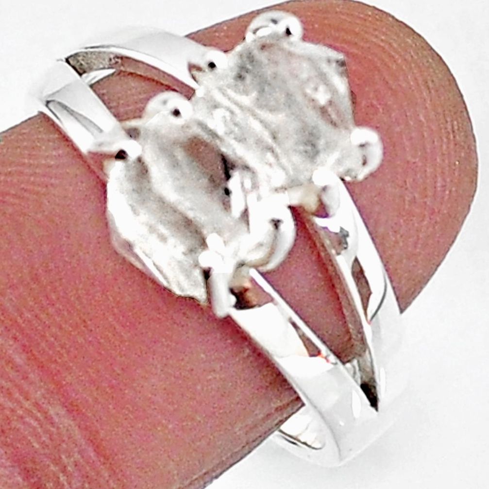 5.45cts solitaire natural white herkimer diamond fancy silver ring size 8 t7016