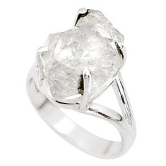 7.38cts solitaire natural white herkimer diamond fancy silver ring size 8 t72949