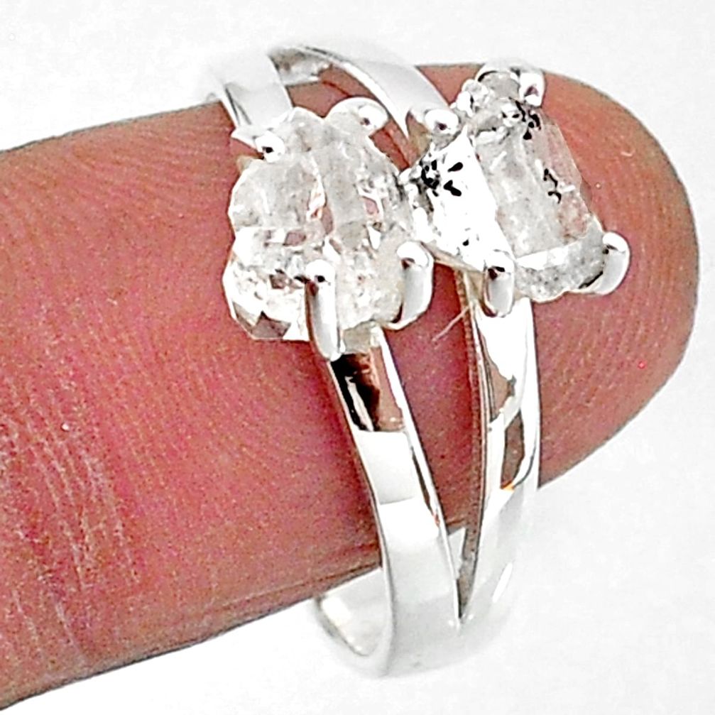 5.45cts solitaire natural white herkimer diamond fancy silver ring size 9 t7028