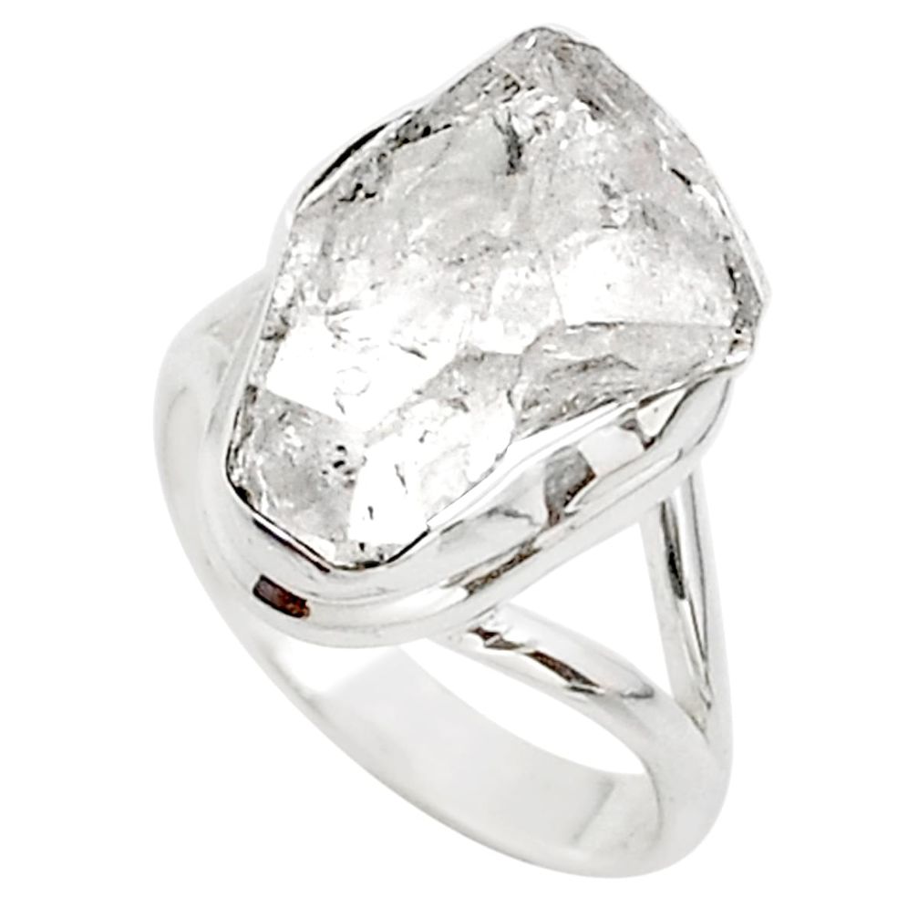 9.96cts solitaire natural white herkimer diamond fancy silver ring size 9 t72989