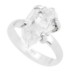 6.03cts solitaire natural white herkimer diamond fancy silver ring size 9 u38009