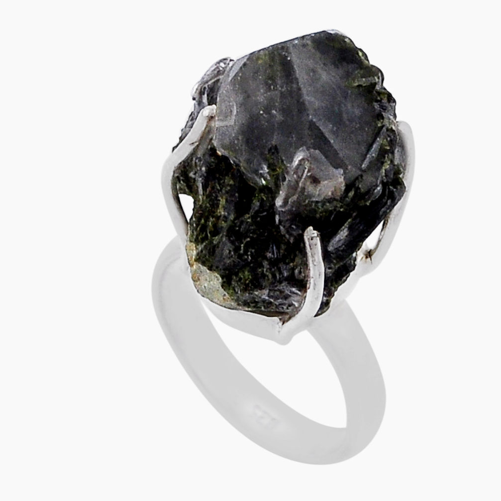 22.59cts solitaire natural white herkimer diamond silver ring size 6.5 n47614