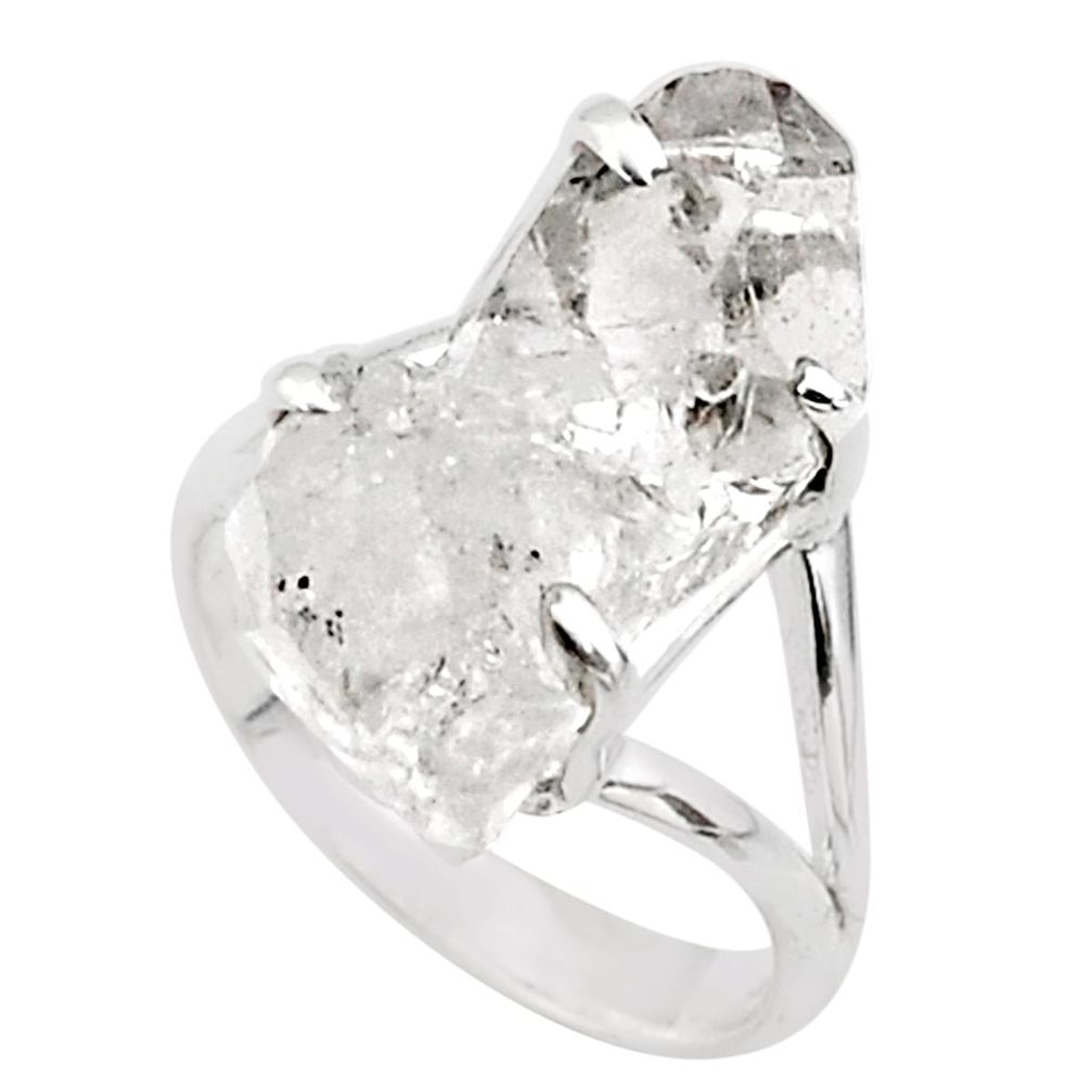 10.37cts solitaire natural white herkimer diamond silver ring size 7.5 t73005