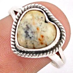 4.97cts solitaire natural white howlite 925 sterling silver ring size 7.5 t87287