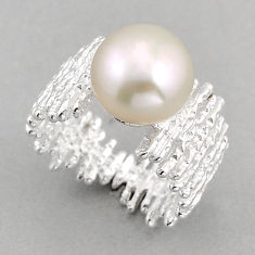 6.26cts solitaire natural white pearl 925 silver adjustable ring size 8 y82476