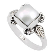 2.42cts solitaire natural white pearl 925 sterling silver ring size 7 y87333