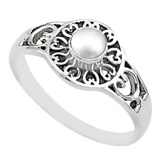 0.37cts solitaire natural white pearl 925 sterling silver ring size 8 t69214