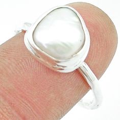 4.31cts solitaire natural white pearl 925 sterling silver ring size 9 u36481