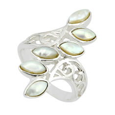 4.63cts solitaire natural white pearl 925 sterling silver ring size 6.5 y78609