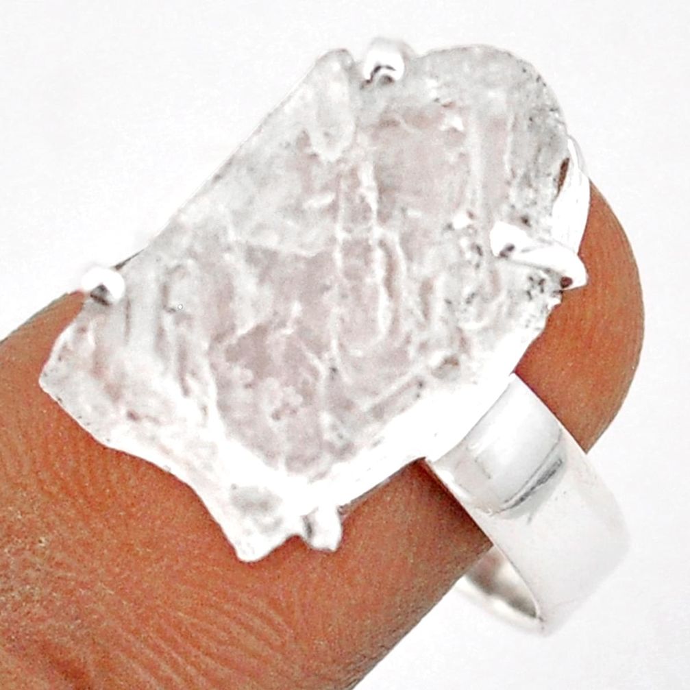 10.29cts solitaire natural white petalite rough 925 silver ring size 8 u5015