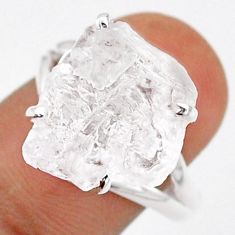 12.47cts solitaire natural white petalite rough 925 silver ring size 8.5 u4978