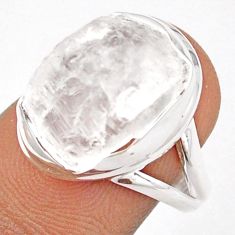 10.76cts solitaire natural white petalite rough 925 silver ring size 7.5 u4997