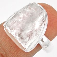 9.05cts solitaire natural white petalite rough 925 silver ring size 7.5 u5024