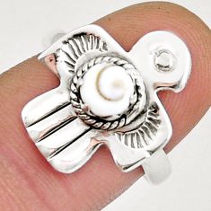 0.96cts solitaire natural white shiva eye 925 silver eagle ring size 7 y6572