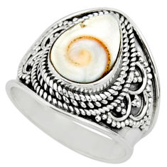 4.38cts solitaire natural white shiva eye pear 925 silver ring size 6.5 r51908