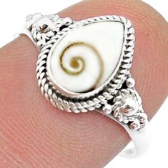 1.97cts solitaire natural white shiva eye pear 925 silver ring size 7.5 u51653