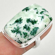 21.55cts solitaire natural white tree agate octagan silver ring size 5.5 t42816