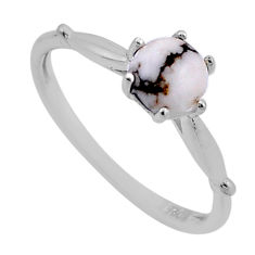 1.04cts solitaire natural white wild horse magnesite silver ring size 7.5 n49435
