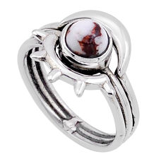 0.90cts solitaire natural white wild horse magnesite silver ring size 6.5 n50989