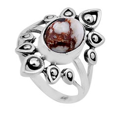 3.65cts solitaire natural white wild horse magnesite silver ring size 6 n50889