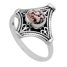 1.00cts solitaire natural white wild horse magnesite silver ring size 9 n49821