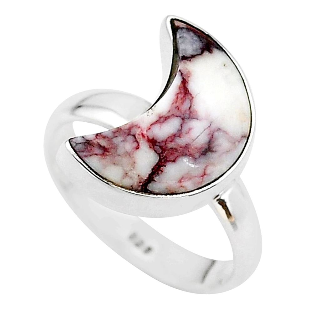 5.43cts moon natural wild horse magnesite 925 silver ring size 6 t22066