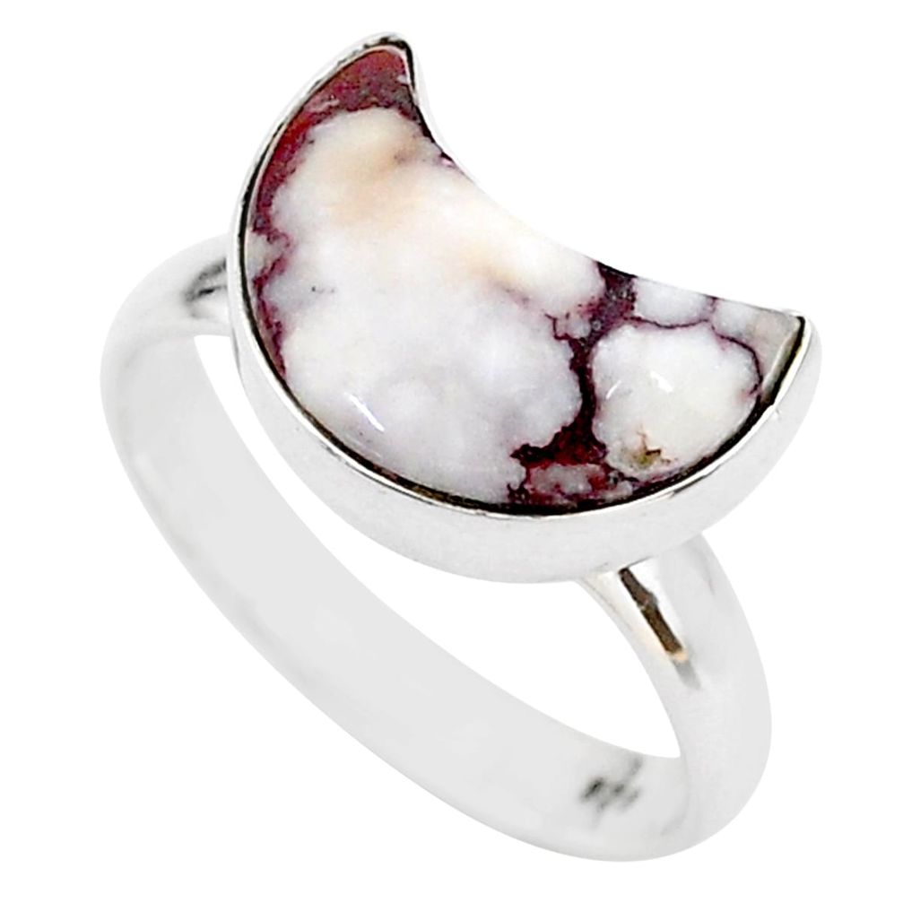 5.84cts moon natural wild horse magnesite 925 silver ring size 7.5 t22063