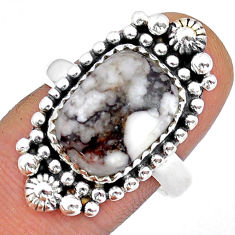 6.53cts solitaire natural wild horse magnesite 925 silver ring size 8.5 u93030