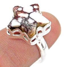 Solitaire natural wild horse magnesite 925 silver star fish ring size 7 t63491