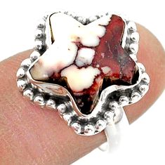 Solitaire natural wild horse magnesite 925 silver star fish ring size 6.5 t63476