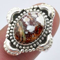 6.66cts solitaire natural wild horse magnesite oval silver ring size 7.5 u59457