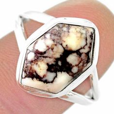 6.68cts solitaire natural wild horse magnesite silver hexagon ring size 9 u44339