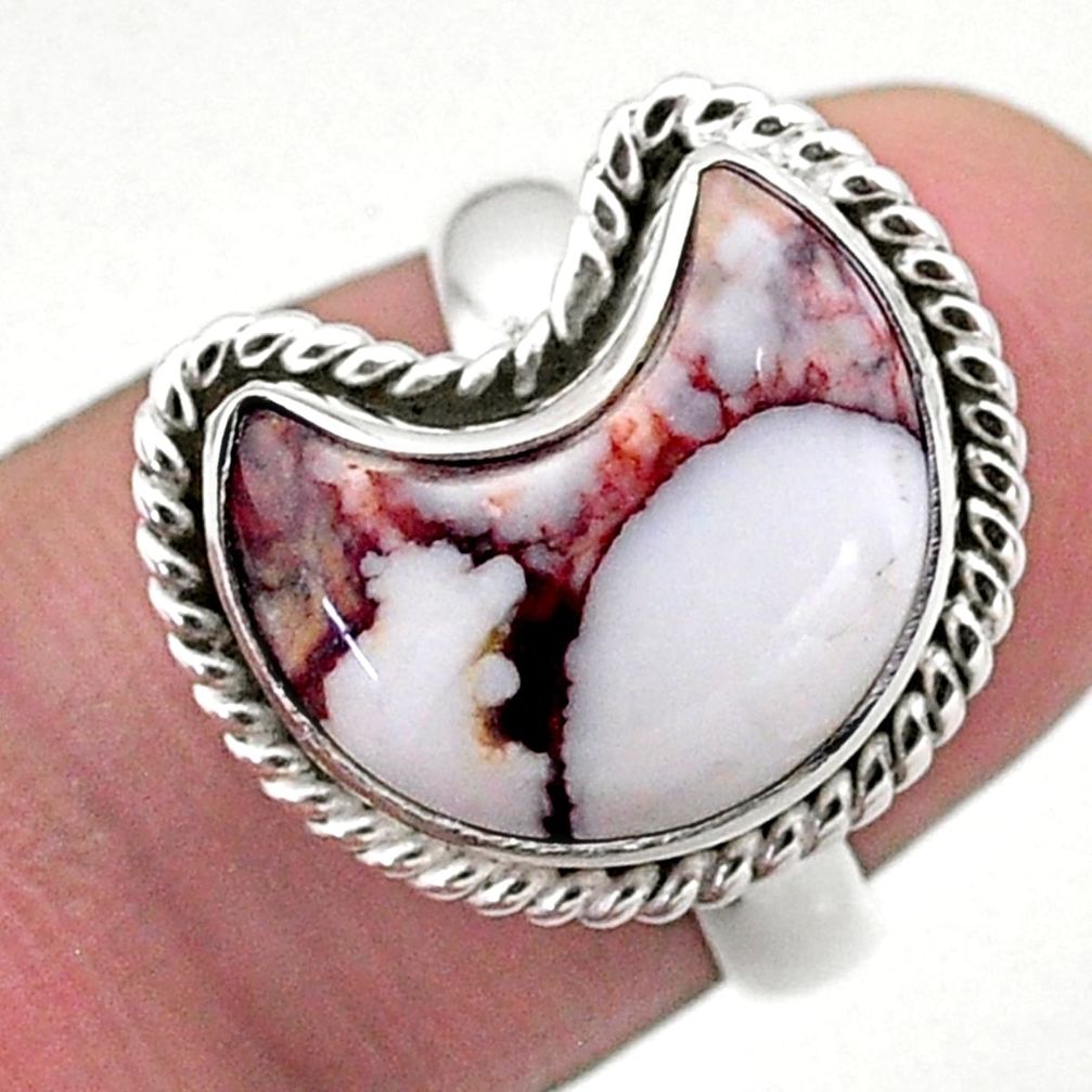 5.51cts solitaire natural wild horse magnesite silver moon ring size 6 t47697