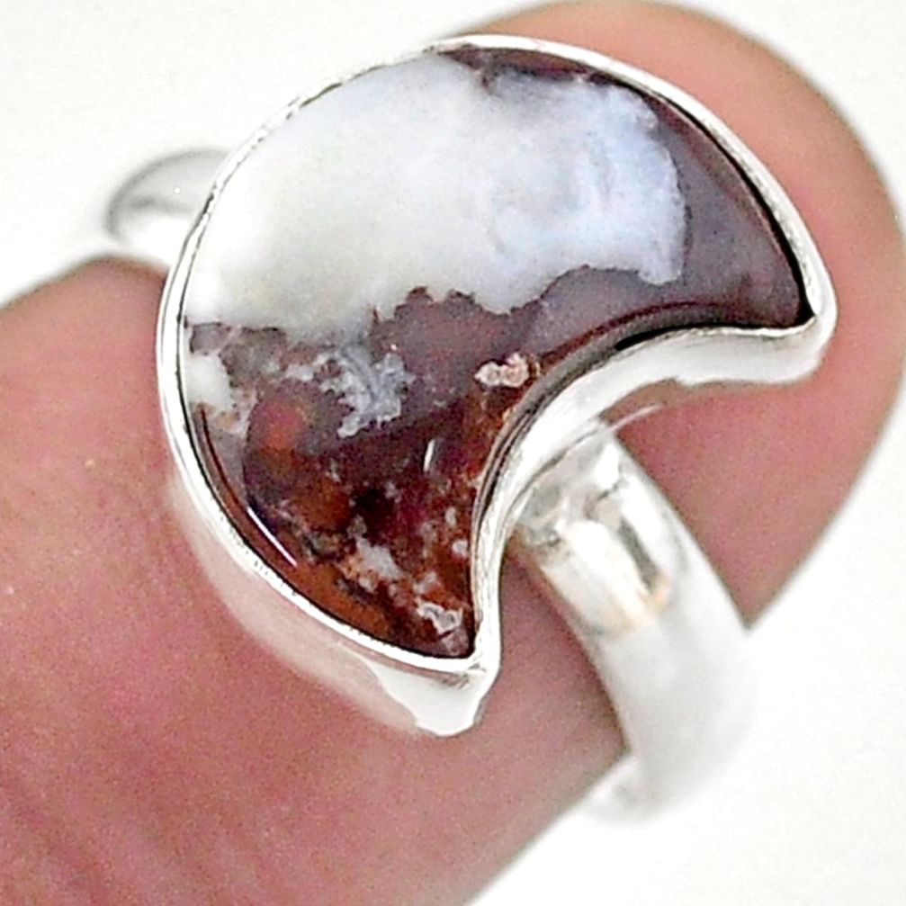 4.52cts solitaire natural wild horse magnesite silver moon ring size 7 t47771