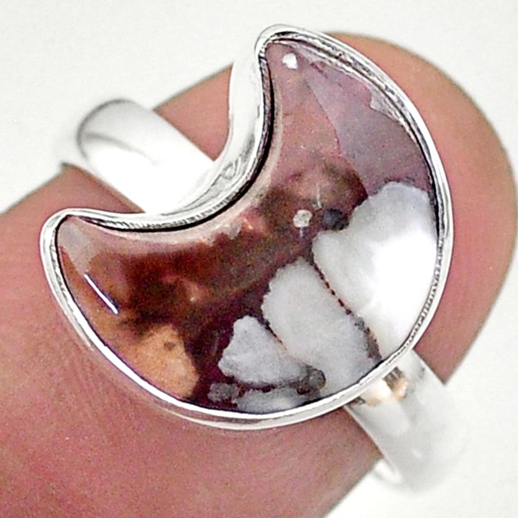 4.75cts solitaire natural wild horse magnesite silver moon ring size 8 t47787