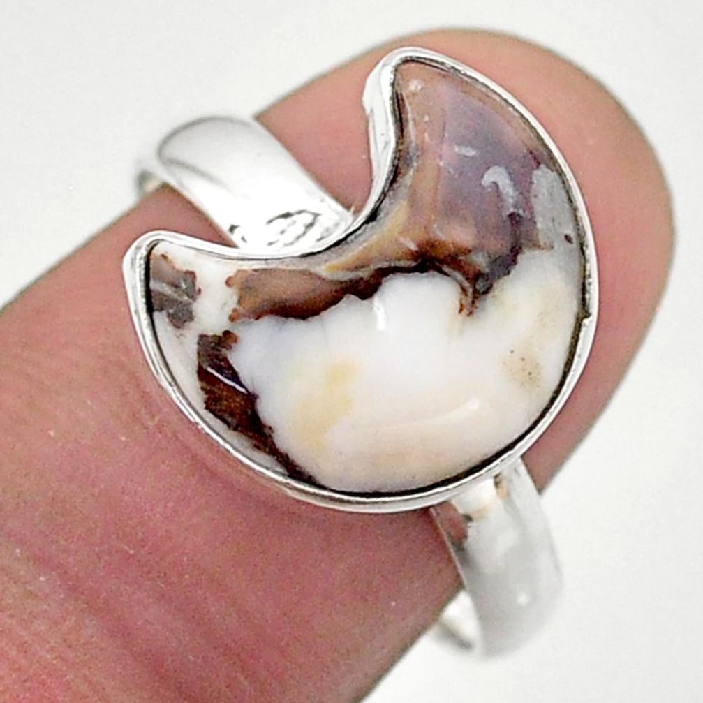 5.82cts solitaire natural wild horse magnesite silver moon ring size 9 t47738