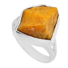9.86cts solitaire natural yellow amber bone fancy silver ring size 7.5 y88607