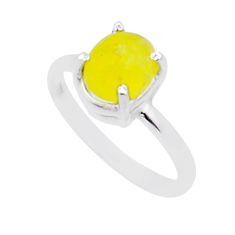 2.09cts solitaire natural yellow brucite 925 sterling silver ring size 6 y1644