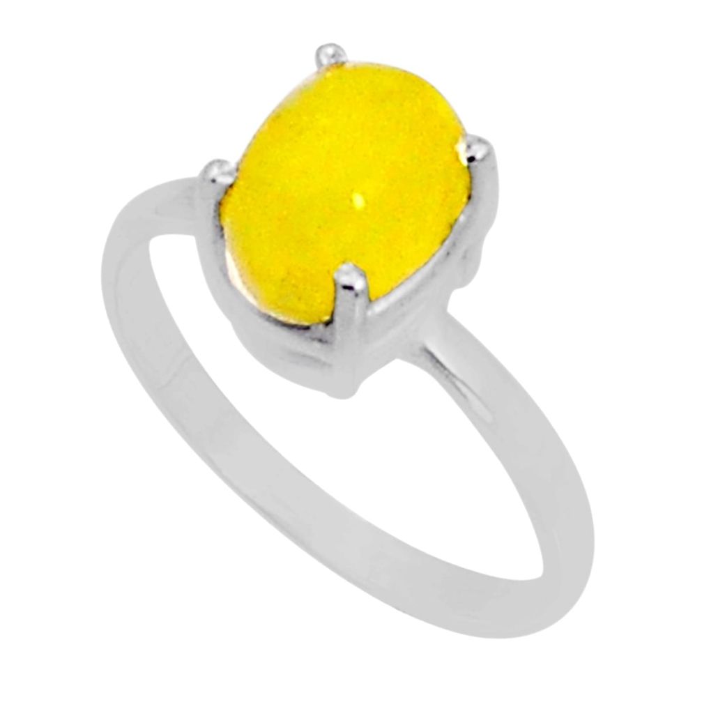 2.74cts solitaire natural yellow brucite 925 sterling silver ring size 7 y1962