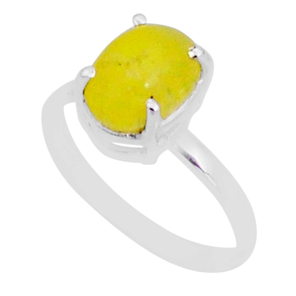 3.62cts solitaire natural yellow brucite 925 sterling silver ring size 7 y1966