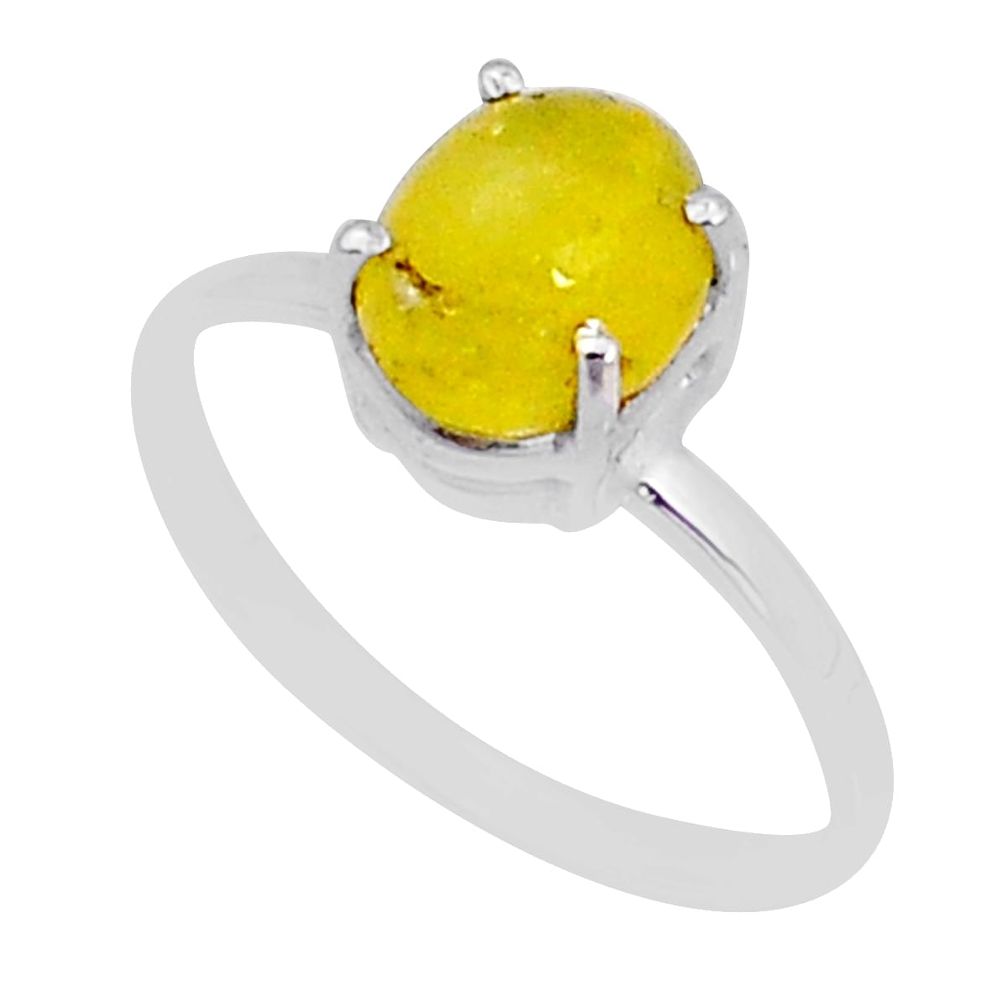 2.95cts solitaire natural yellow brucite 925 sterling silver ring size 9 y1969