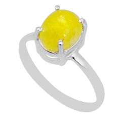2.98cts solitaire natural yellow brucite 925 sterling silver ring size 8.5 y1964