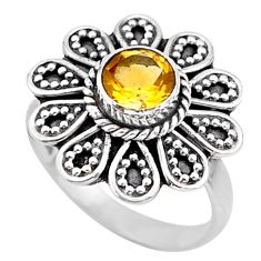 1.21cts solitaire natural yellow citrine 925 silver flower ring size 7.5 t43866
