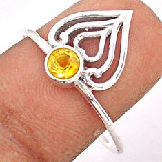 0.38cts solitaire natural yellow citrine 925 silver heart ring size 9 t84018